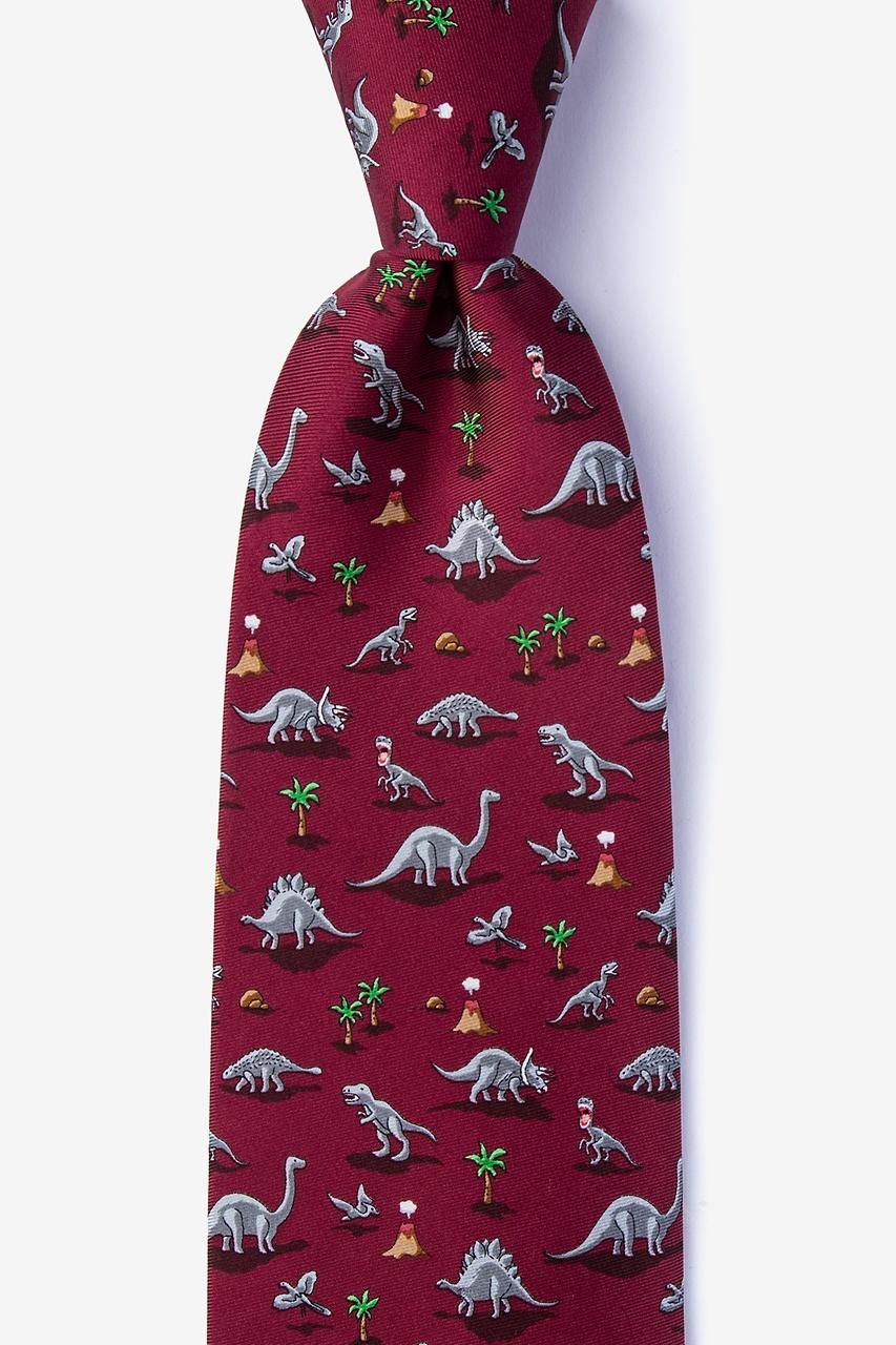 alynn Red Classic Jurassic red 100% silk Extra Long Tie