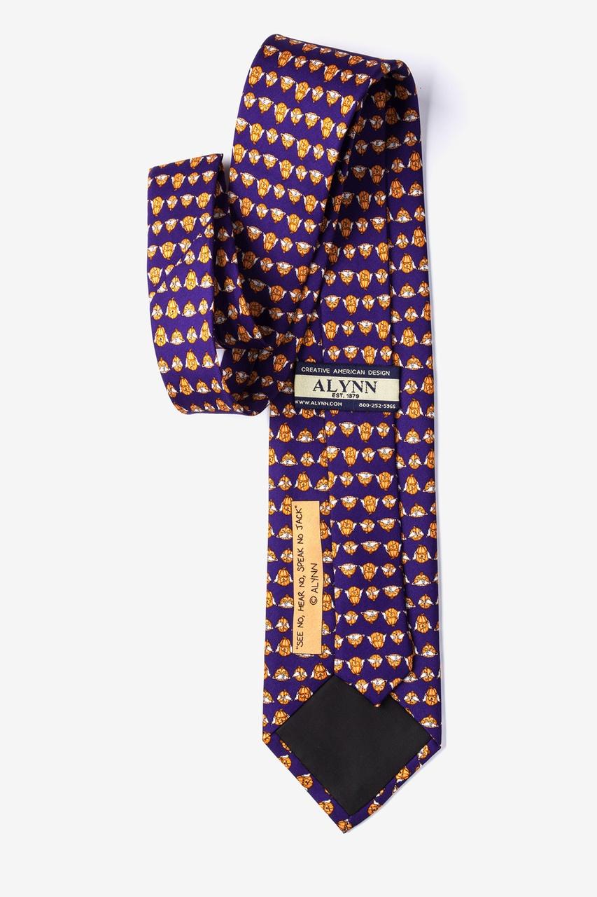 Alynn See No Hear No Speak No Jack Navy Blue 100% Silk Tie