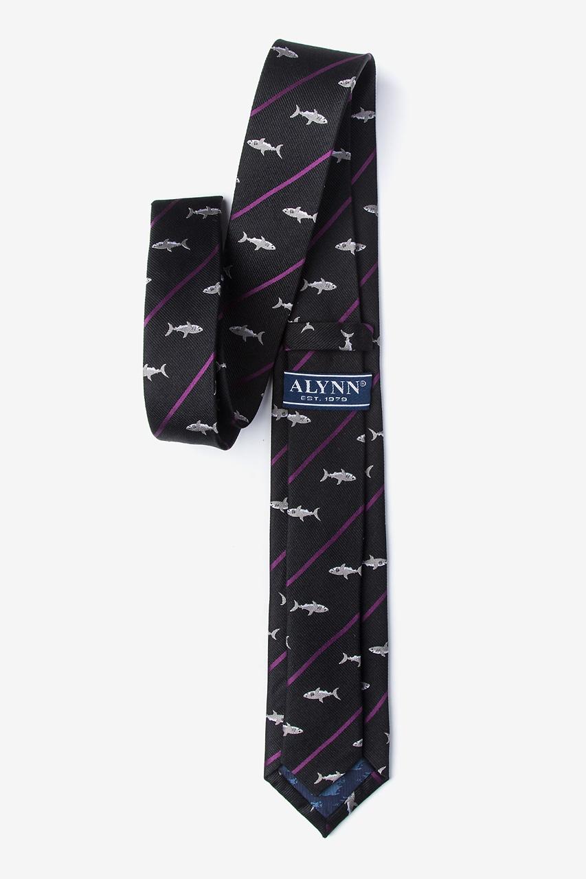 Alynn Shark Infested Waters Black 100% Silk Skinny Tie