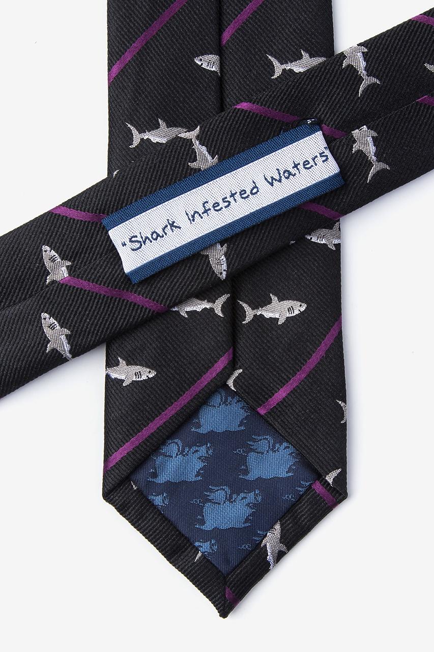 Alynn Shark Infested Waters Black 100% Silk Skinny Tie