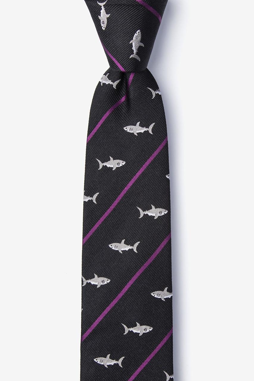 alynn Shark Infested Waters black 100% silk Skinny Tie