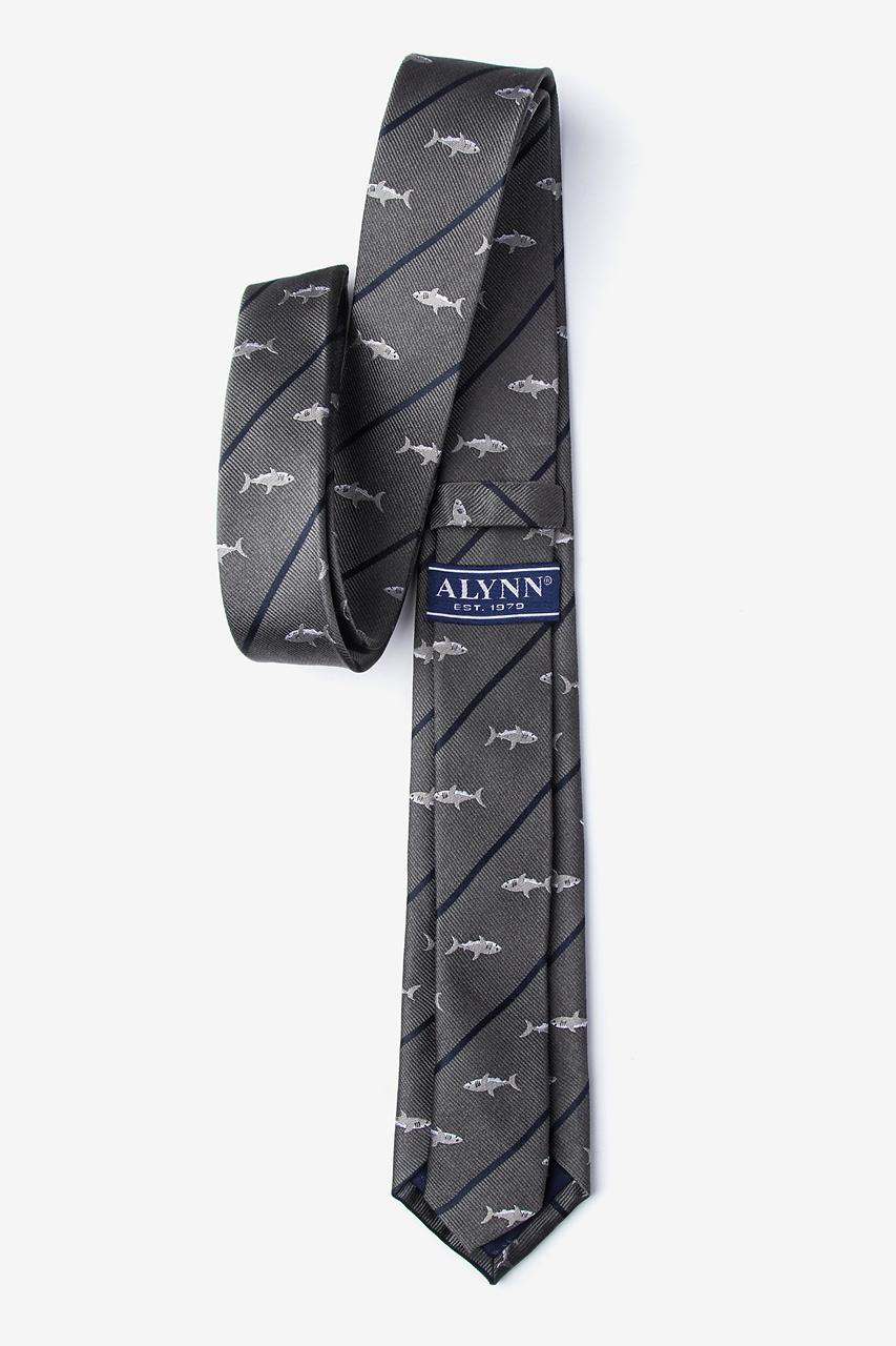 Alynn Shark Infested Waters Charcoal 100% Silk Skinny Tie