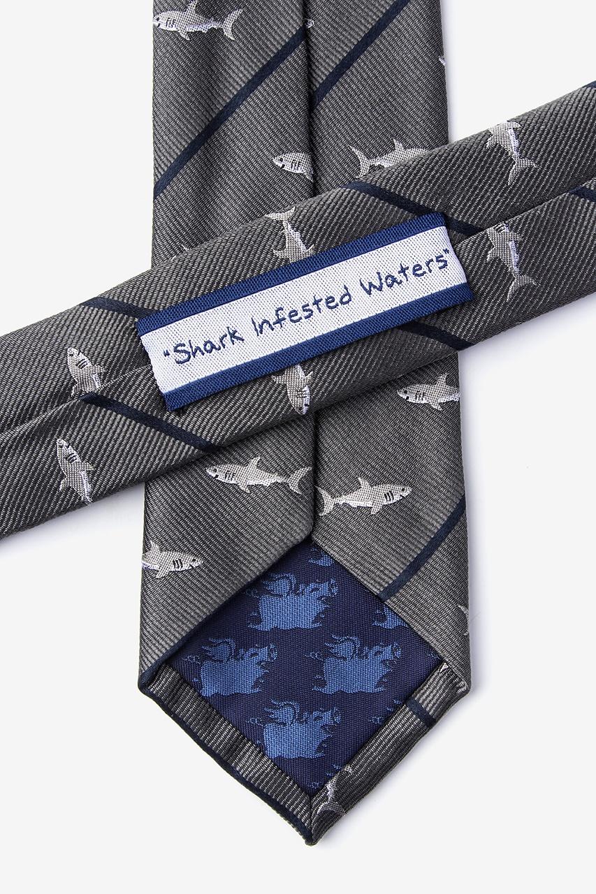 Alynn Shark Infested Waters Charcoal 100% Silk Skinny Tie