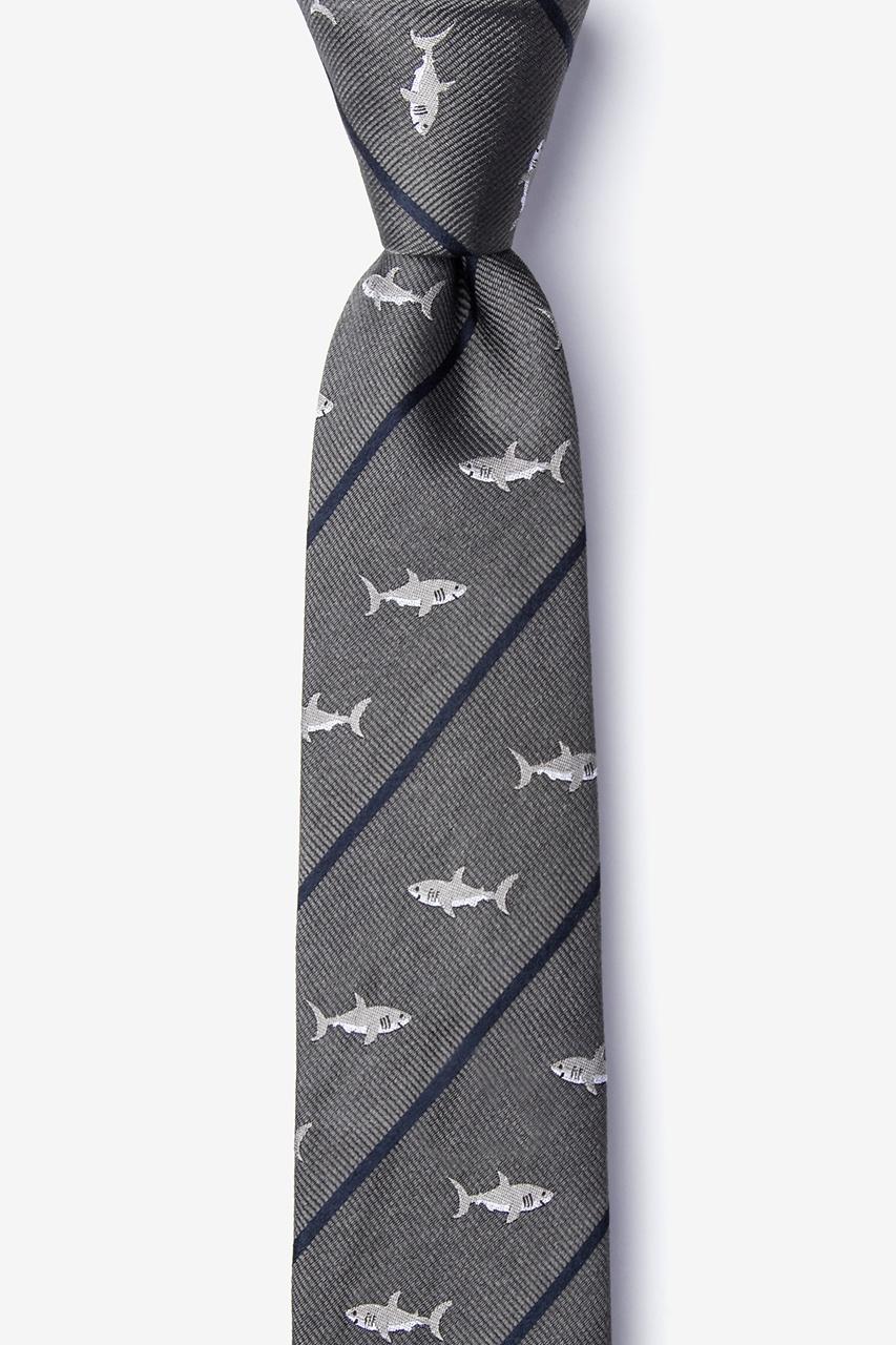 alynn Shark Infested Waters charcoal 100% silk Skinny Tie