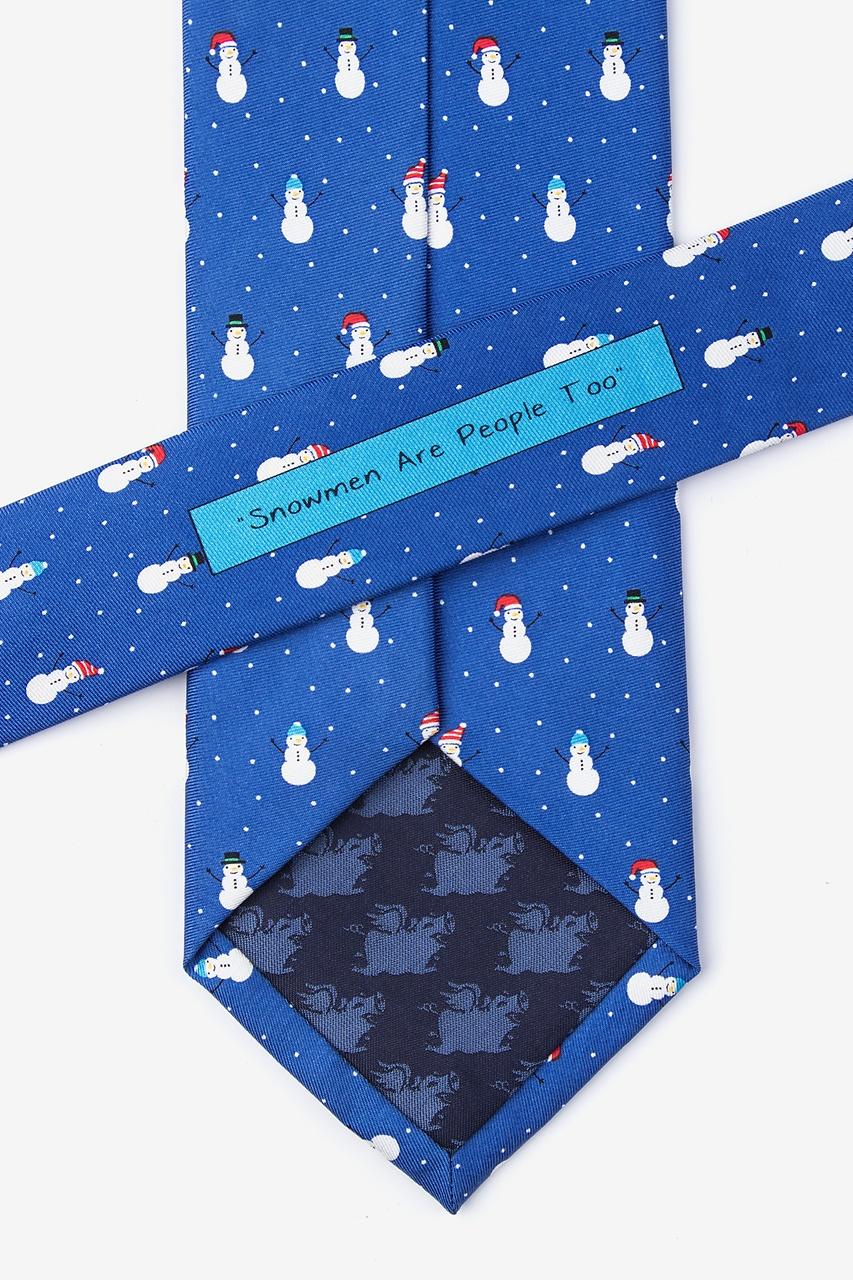 Alynn Snowmen In The Snow Blue 100% Silk Extra Long Tie