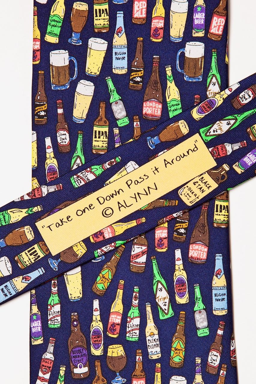 Alynn Take One Down Pass It Around Navy Blue 100% Silk Tie