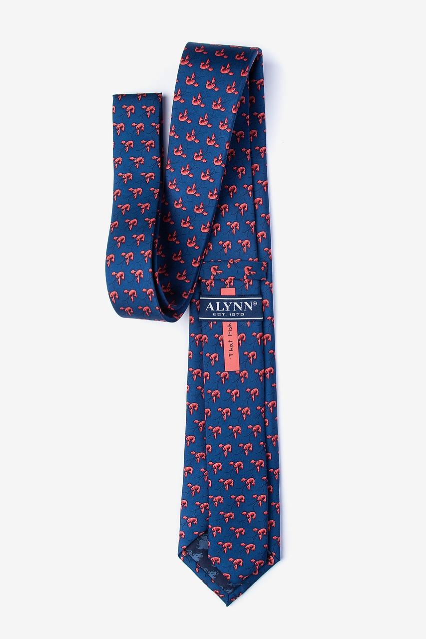 Alynn That Fish Cray Navy Blue 100% Silk Extra Long Tie