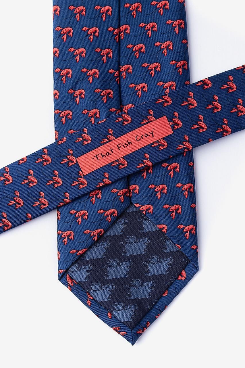 Alynn That Fish Cray Navy Blue 100% Silk Extra Long Tie