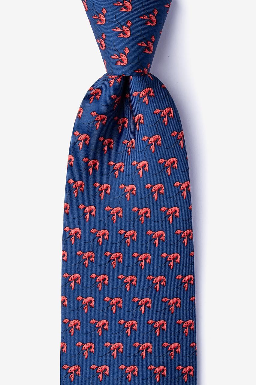 alynn That Fish Cray Navy Blue 100% silk Extra Long Tie