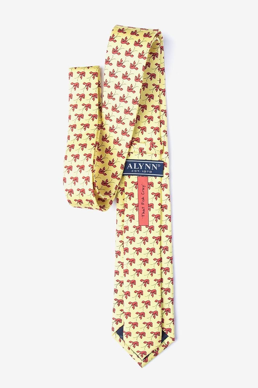 Alynn That Fish Cray Yellow 100% Silk Extra Long Tie