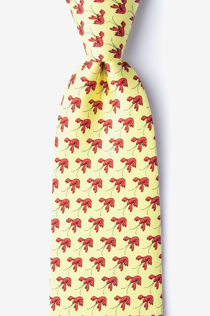 alynn That Fish Cray yellow 100% silk Extra Long Tie