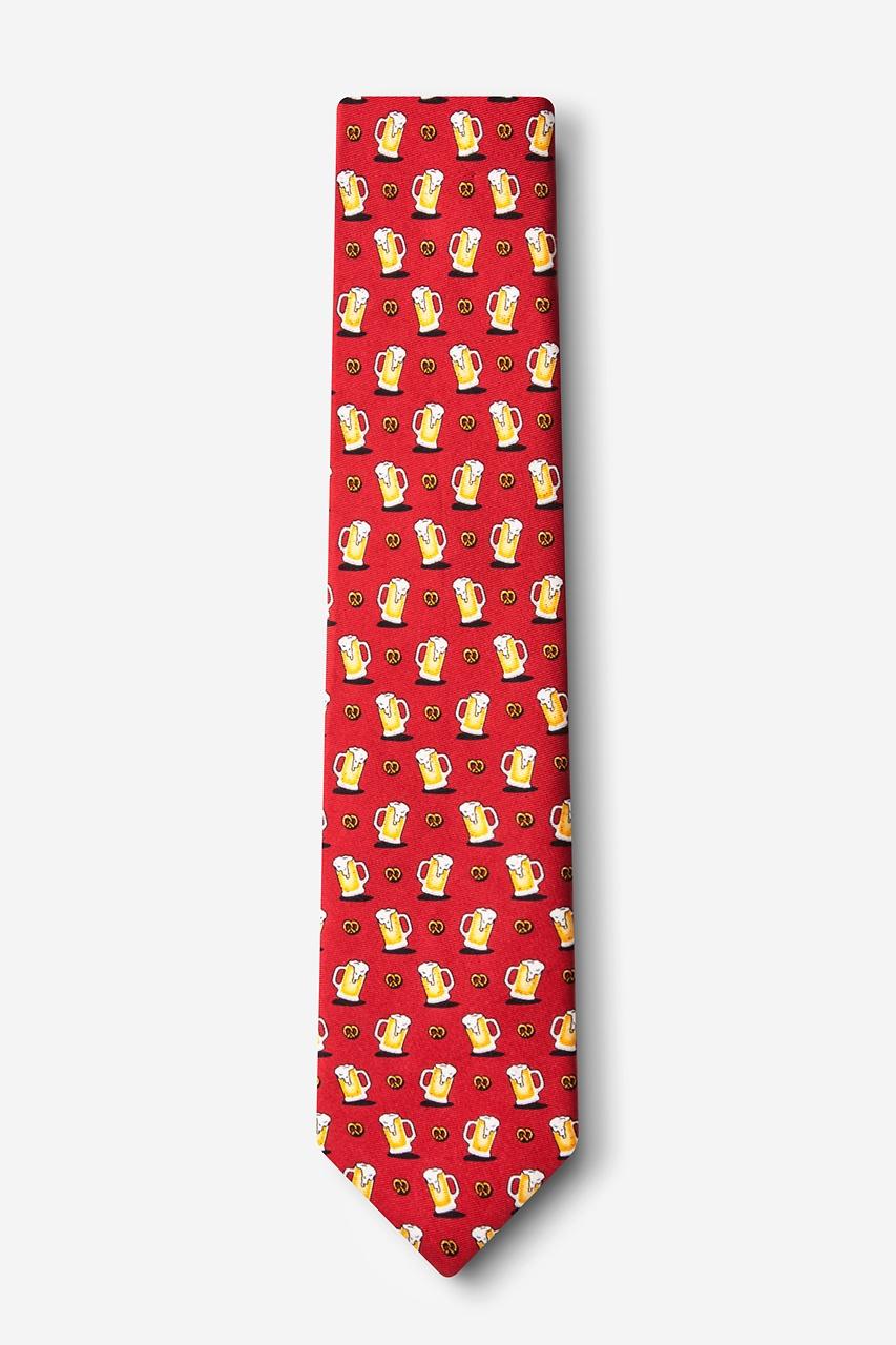 Alynn These Pretzels Are Making Me Thirsty Red 100% Silk Skinny Tie