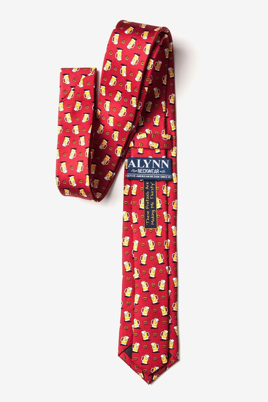 Alynn These Pretzels Are Making Me Thirsty Red 100% Silk Skinny Tie