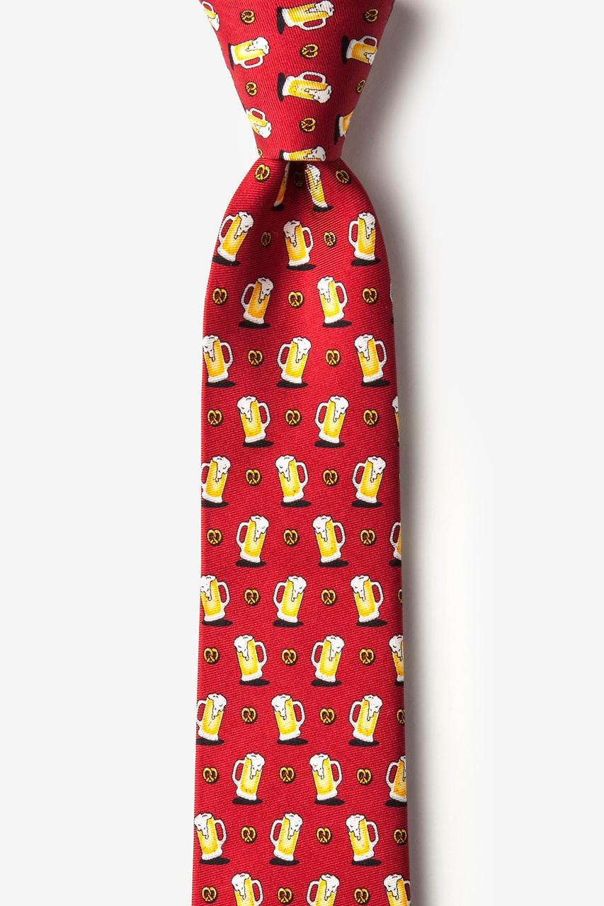 alynn These Pretzels Are Making Me Thirsty red 100% silk Skinny Tie