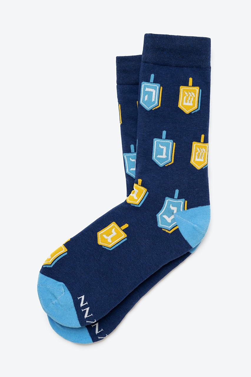 alynn This is How I roll - Dreidel Navy Blue Women's Sock