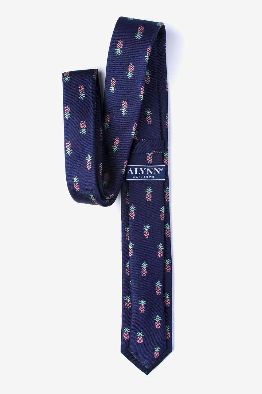 Alynn Tropic Like It's Hot Navy Blue 100% Silk Skinny Tie