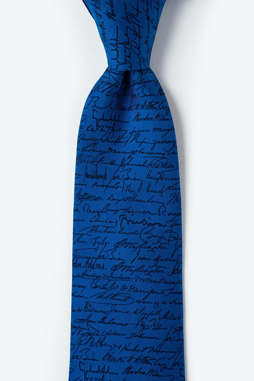 alynn U.S. Presidential Signatures Navy Blue 100% silk Tie