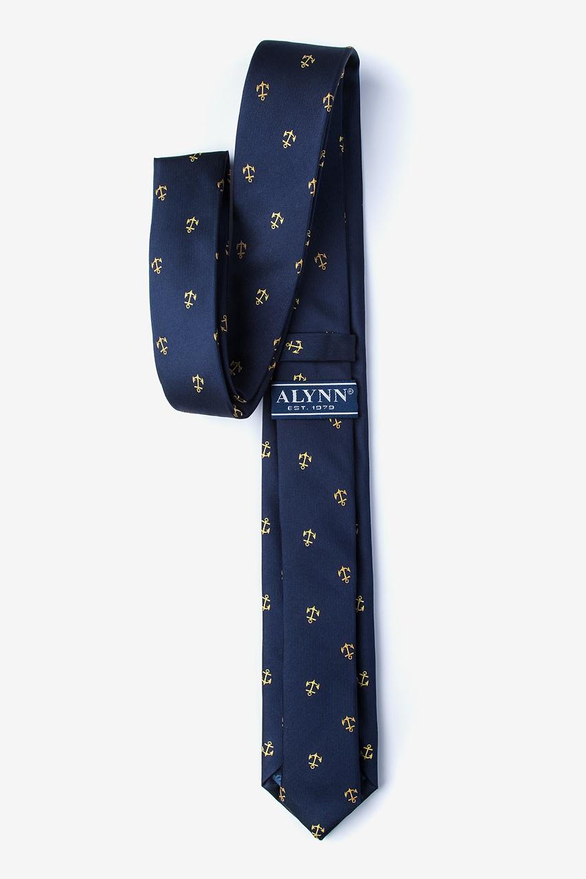 Alynn What's The Holdup? Navy Blue 100% Silk Skinny Tie