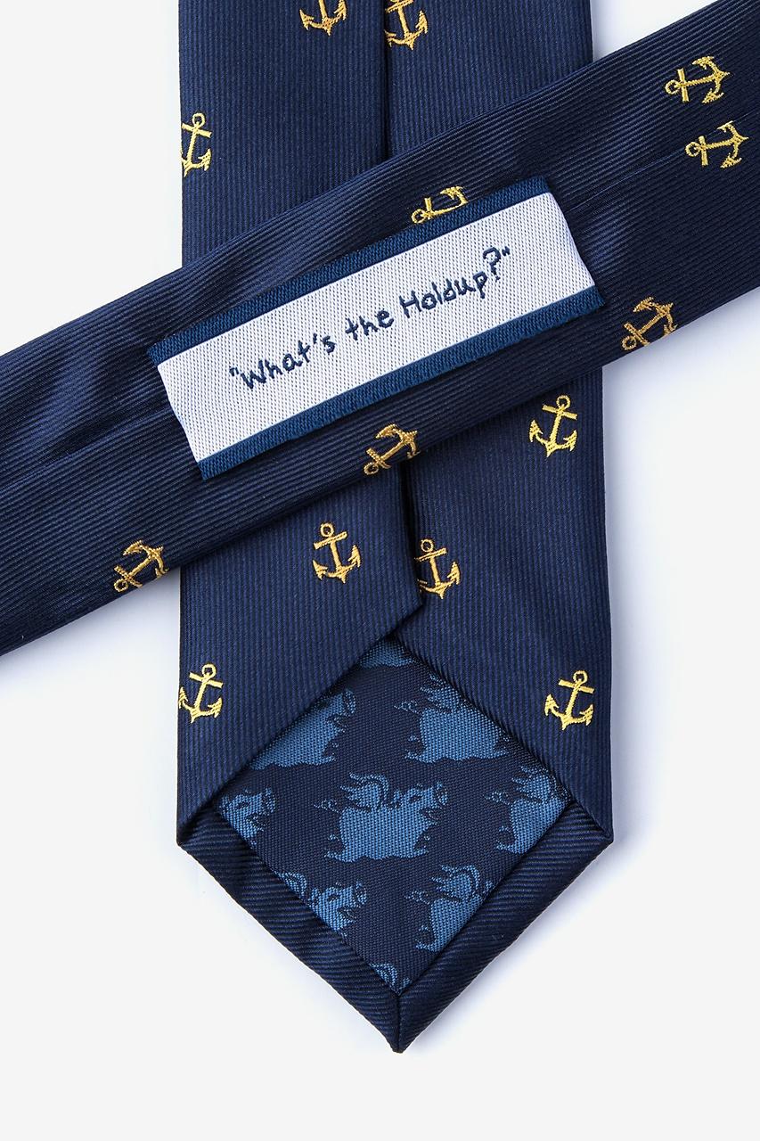 Alynn What's The Holdup? Navy Blue 100% Silk Skinny Tie