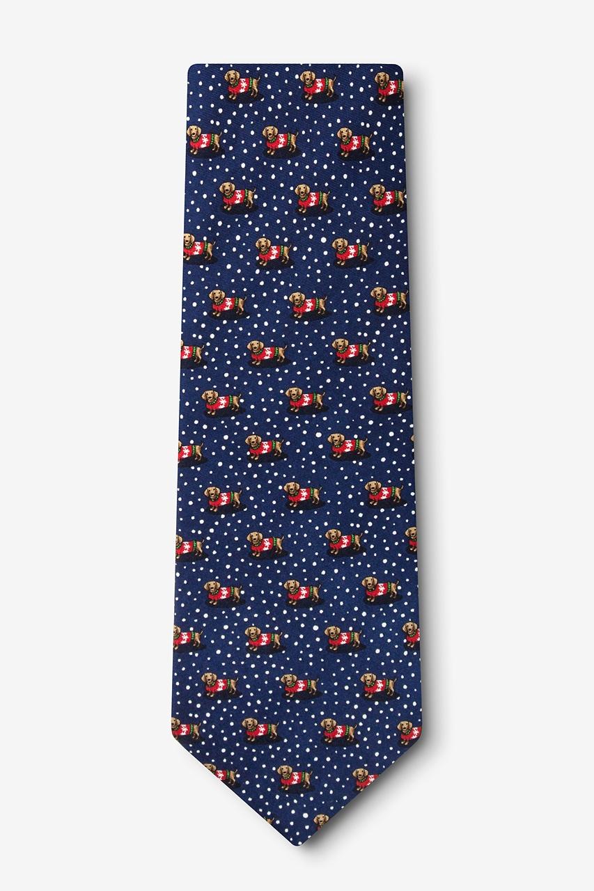 Alynn Yappy Howlidays Navy Blue 100% Silk Extra Long Tie