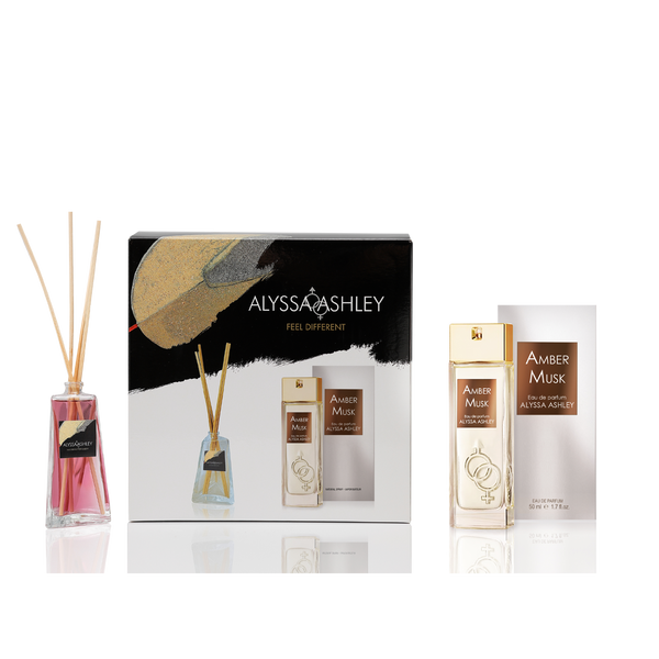 Alyssa Ashley Amber Musk + Scented Home Diffuser Set