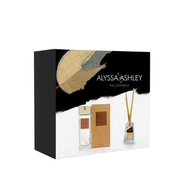 alyssa ashley Oud Patchouli + scented home diffuser set