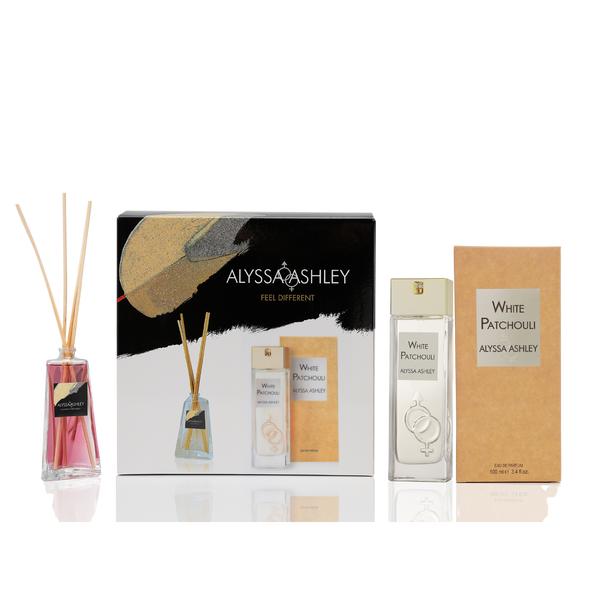 Alyssa Ashley White Patchouli + Scented Home Diffuser Set