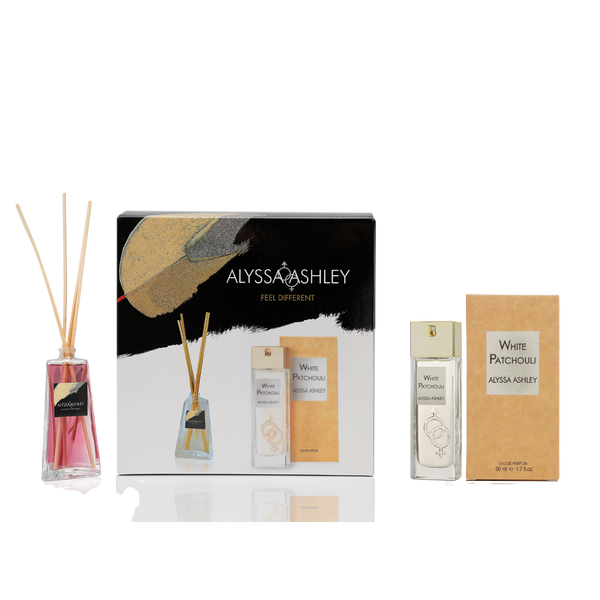 Alyssa Ashley White Patchouli + Scented Home Diffuser Set