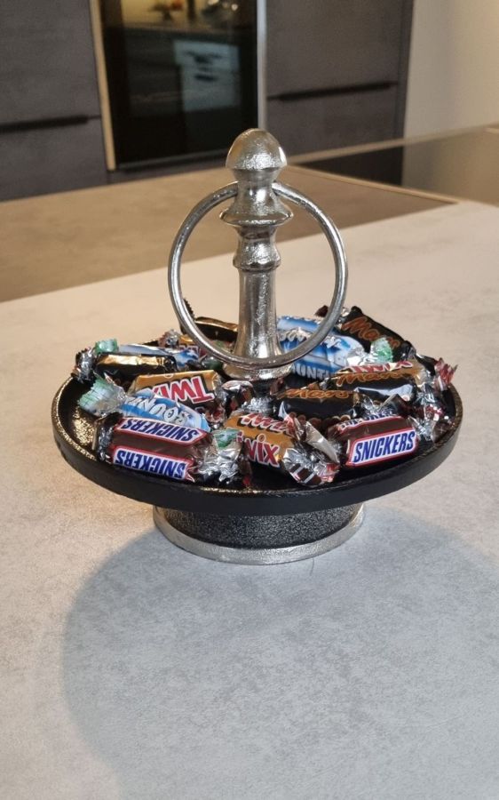 Ambiente Haus Aluminium/Black 1 Tier Plate (H) 17cm