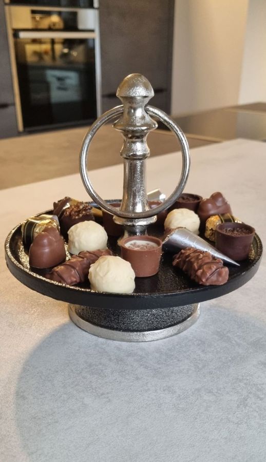 Ambiente Haus Aluminium/Black 1 Tier Plate (H) 17cm