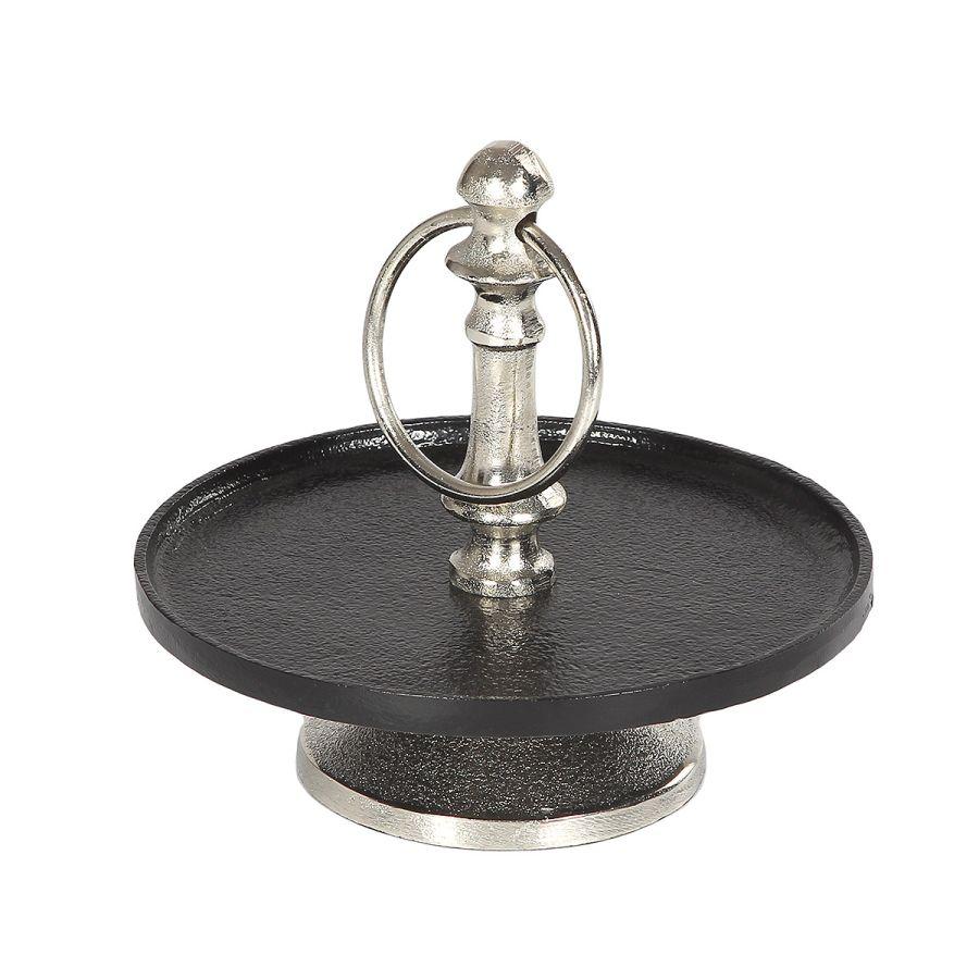 ambiente haus Aluminium/Black 1 Tier Plate (H) 17cm