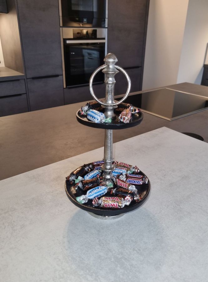 Ambiente Haus Aluminium/Black 2 Tier Plate (H) 32cm