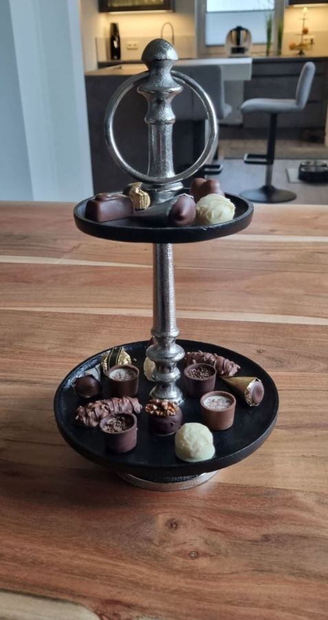 Ambiente Haus Aluminium/Black 2 Tier Plate (H) 32cm