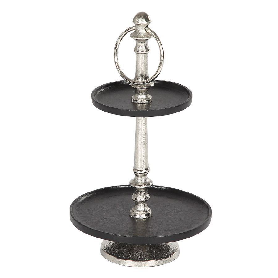 ambiente haus Aluminium/Black 2 Tier Plate (H) 32cm