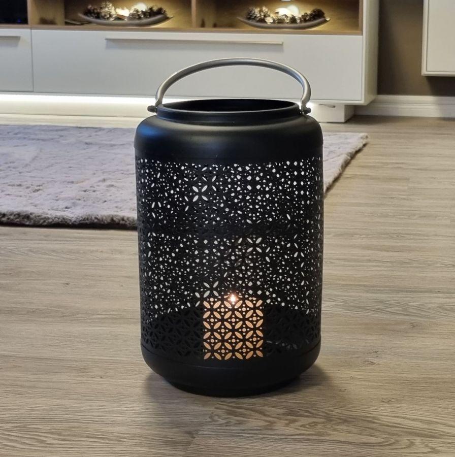 ambiente Haus Black Lantern Silver Handle (H) 42cm