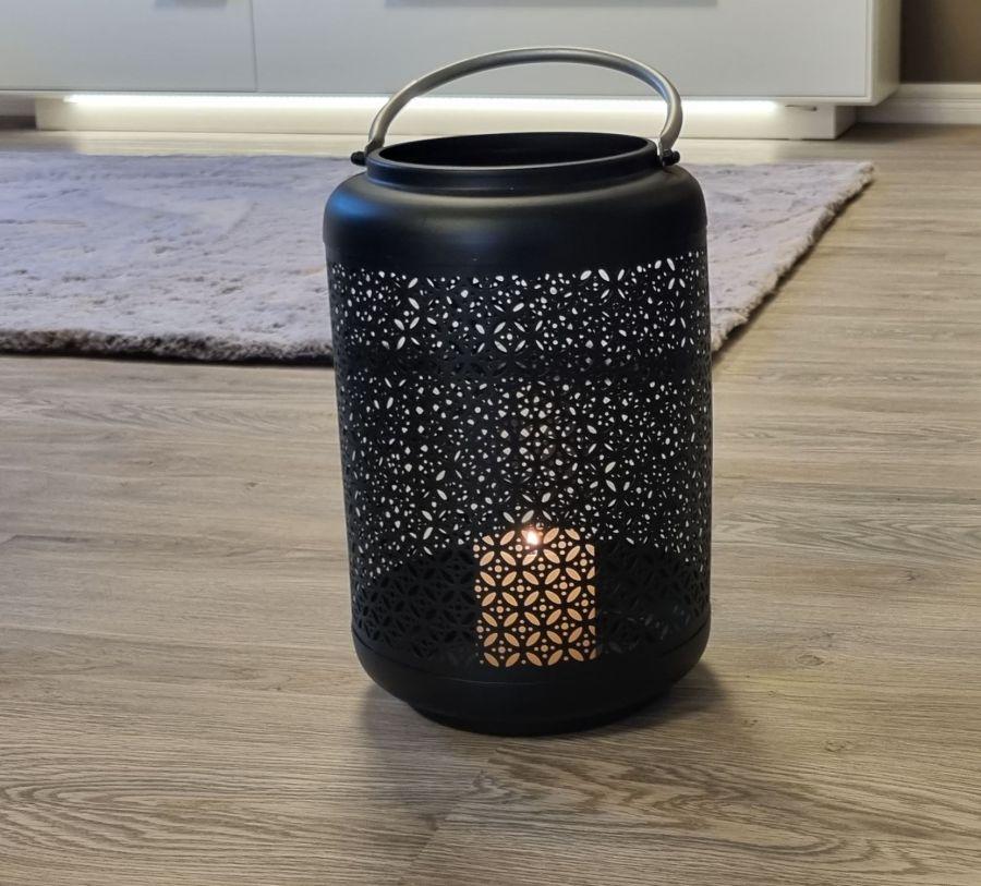 ambiente Haus Black Lantern Silver Handle (H) 42cm