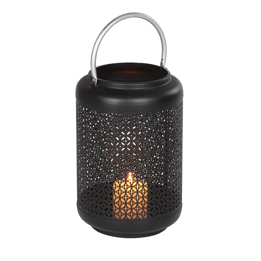 ambiente haus Black lantern silver handle (H) 42cm