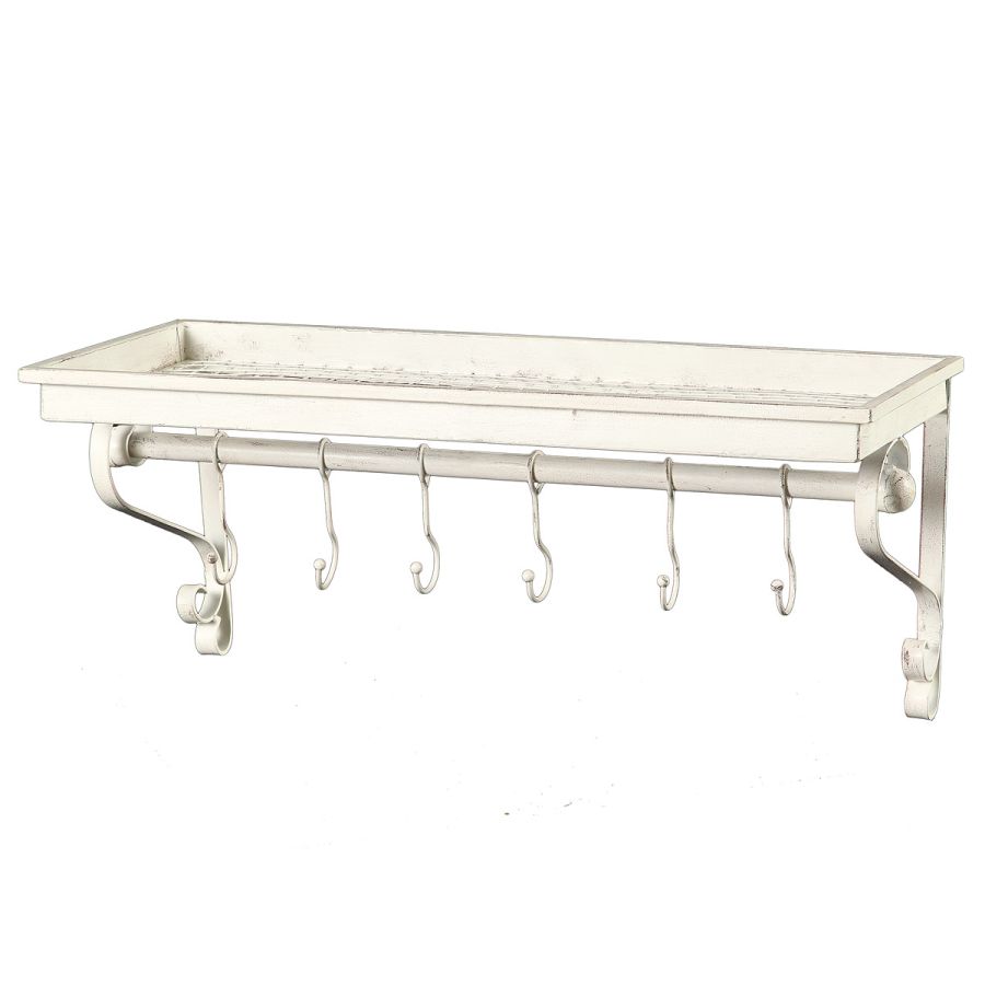 ambiente haus Coat Hooks & Shelf - Antq White