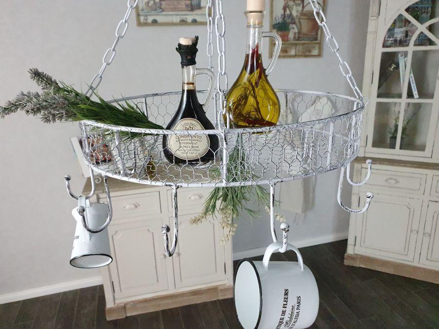 Ambiente Haus Country Kitchen Pan Hanger - White