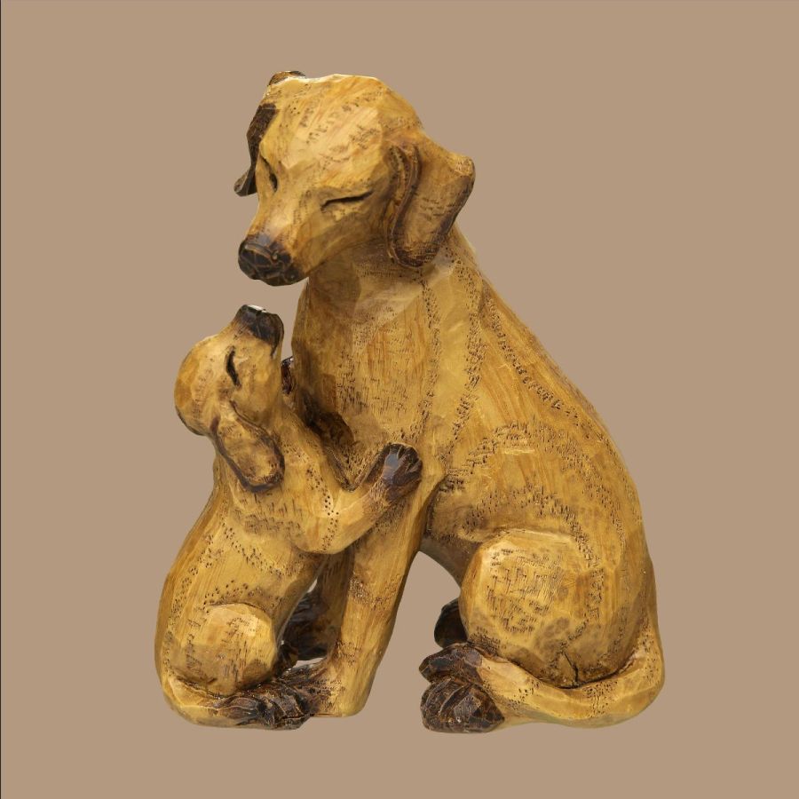 Ambiente Haus Dog With Puppy - Small Brown