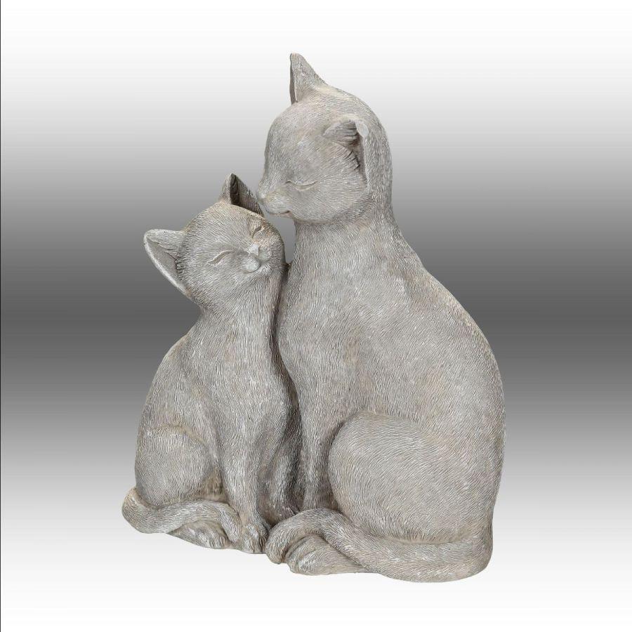Ambiente Haus Grey Cat With Kitten 21cm
