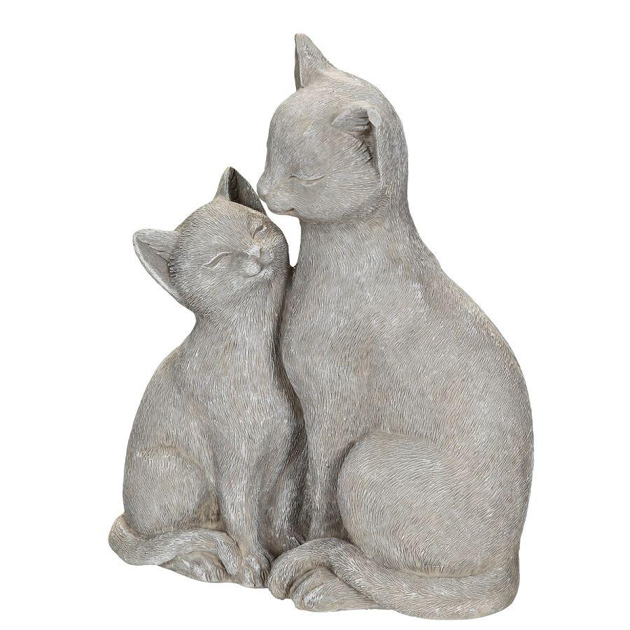 ambiente haus Grey Cat with Kitten 21cm