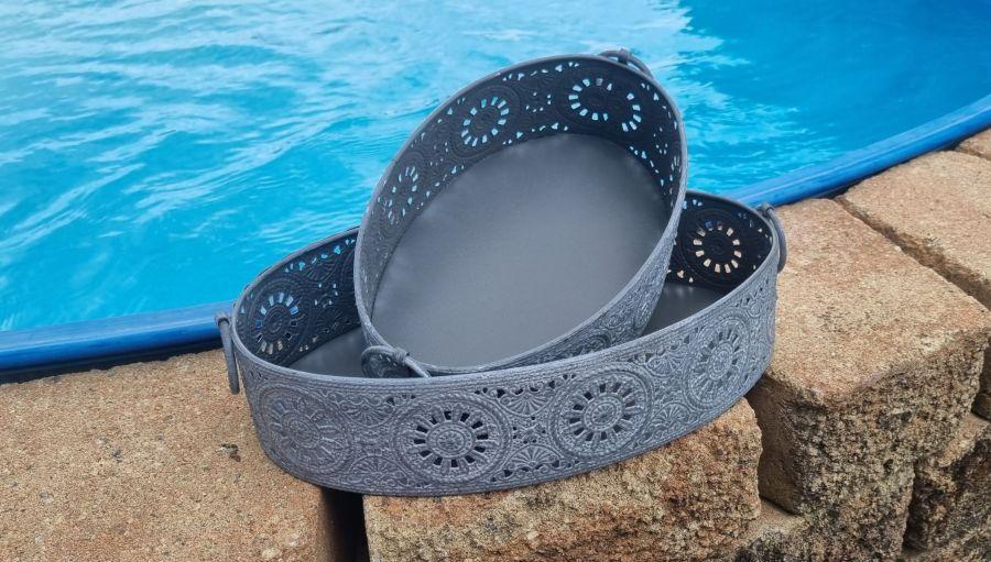 Ambiente Haus Grey Metal Tray - Set Of 2