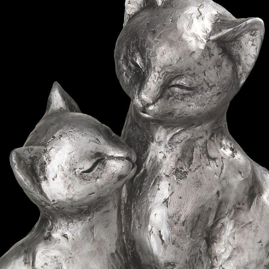 Ambiente Haus Large Cat Pair - Antq. Silver 22cm