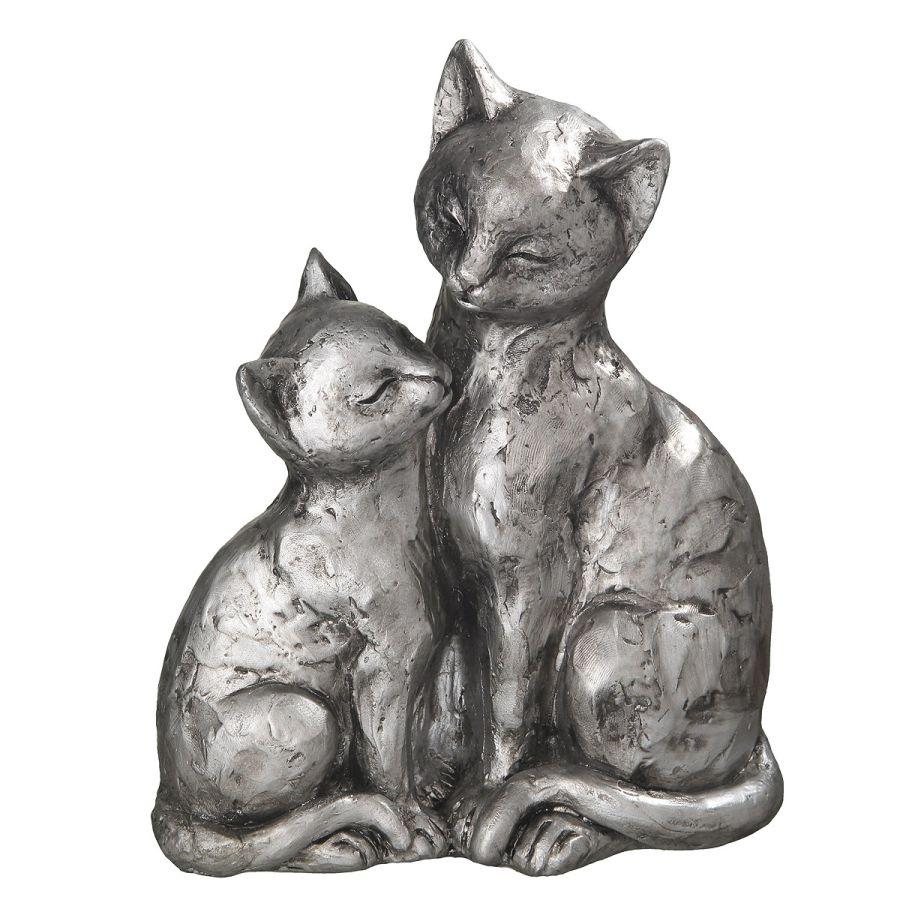 ambiente haus Large Cat Pair - Antq. Silver 22cm