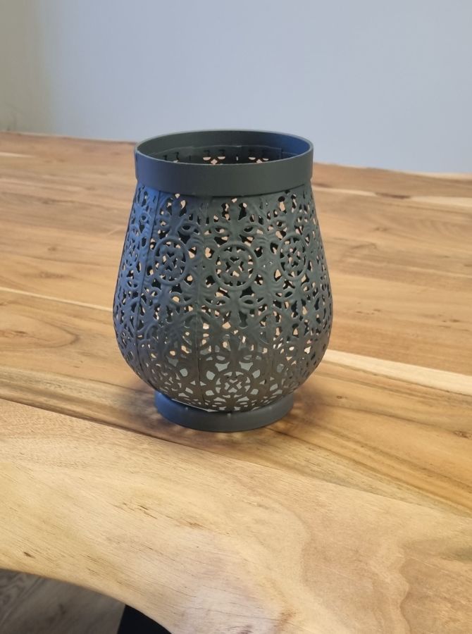 Ambiente Haus Metal Latern In Grey (H) 16cm