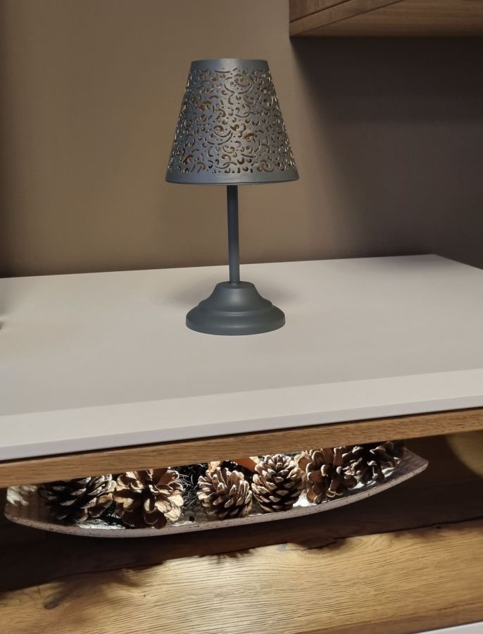 Ambiente Haus Metal T-Light Lamp In Grey (H) 24cm