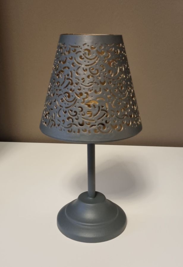 Ambiente Haus Metal T-Light Lamp In Grey (H) 24cm