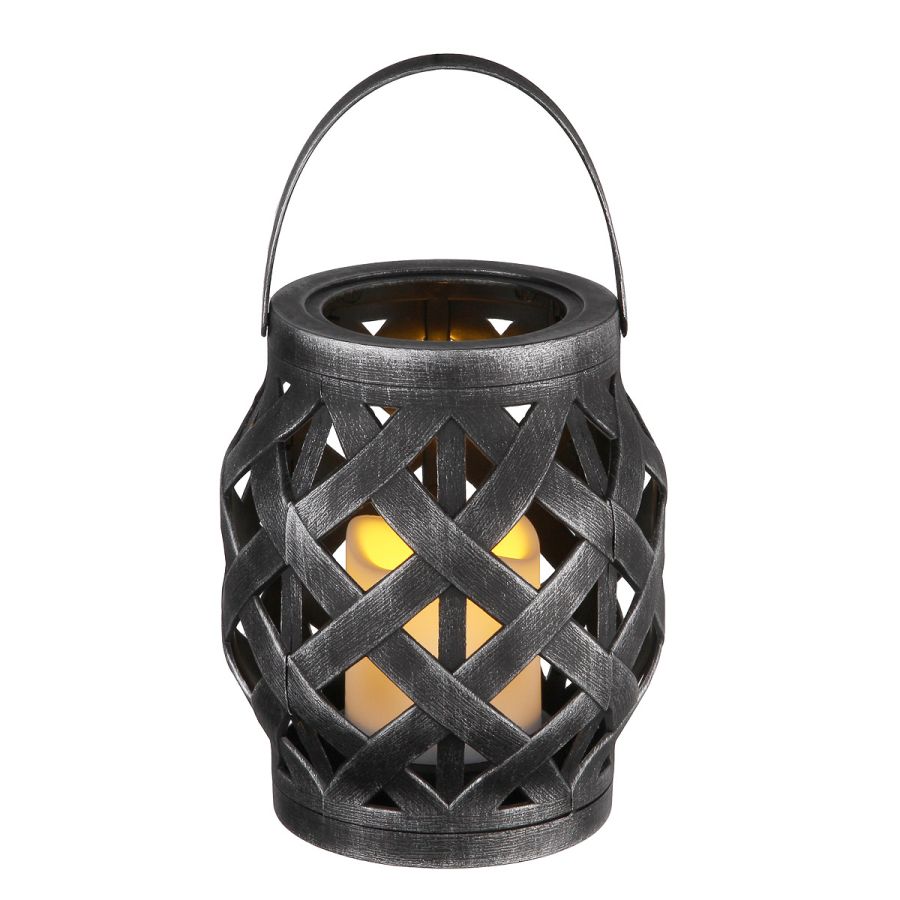 ambiente haus Rattan Lantern incl. LED Candle - Black