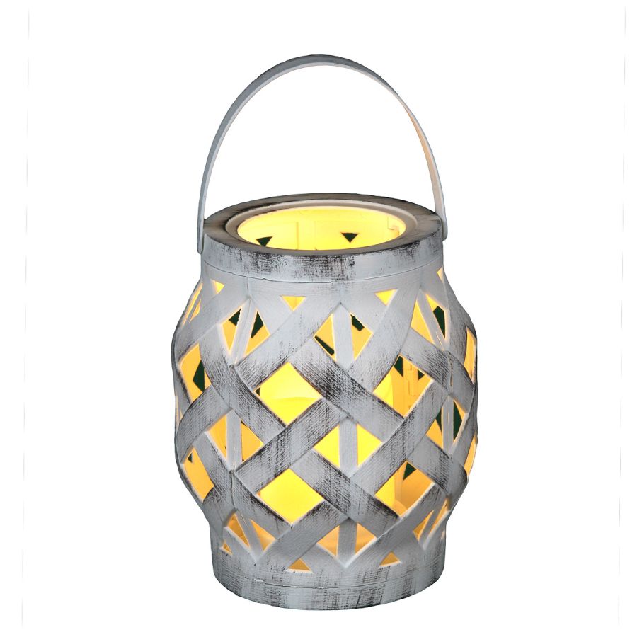 ambiente haus Rattan Lantern incl. LED Candle - White